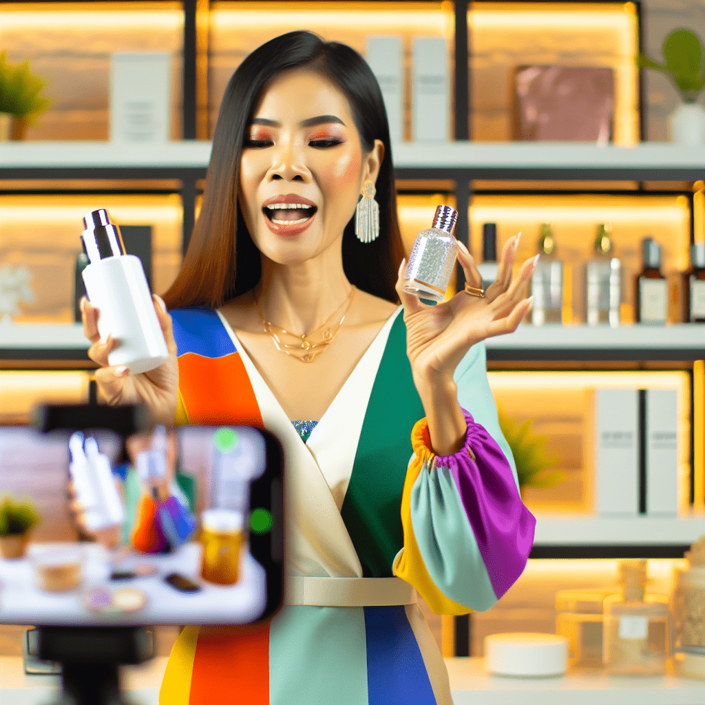 Woman showcasing products on tiktok 1024x1024